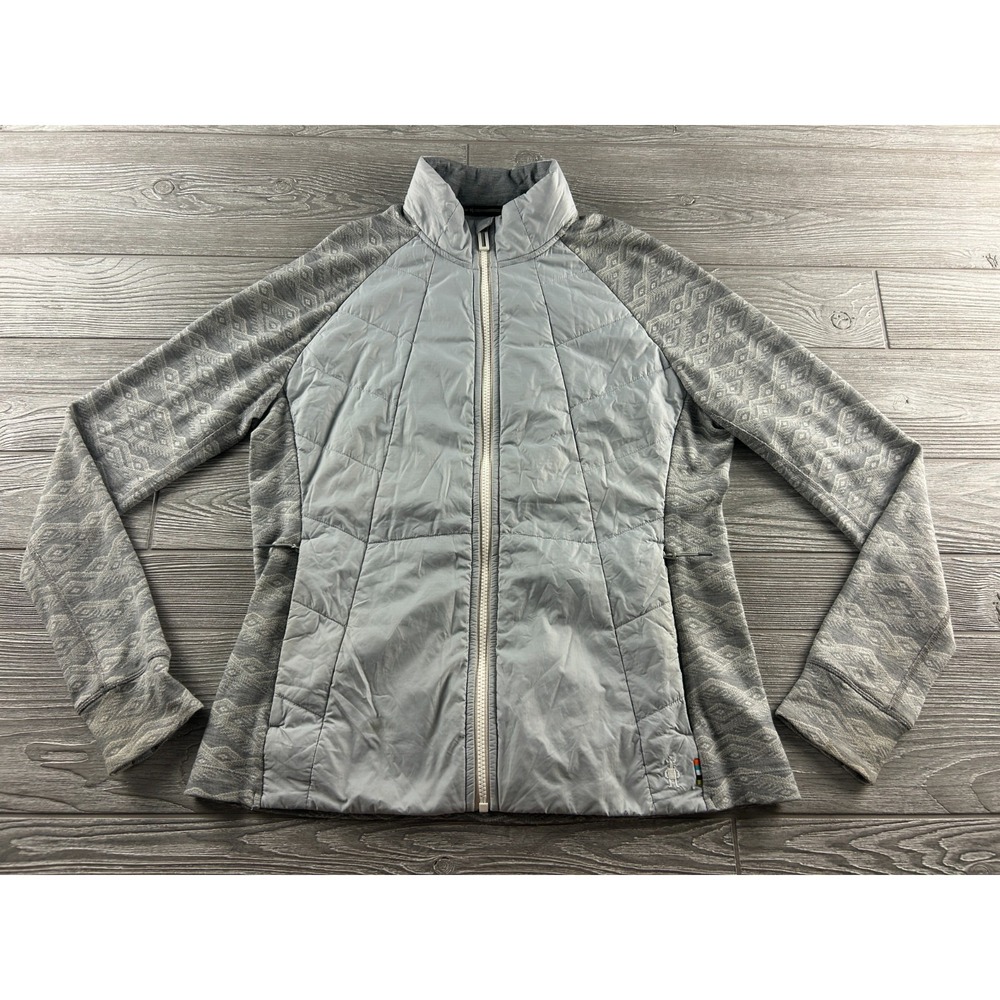 Smartwool Smartloft 60 Jacket Women Large Gray Aztec Insulated Thumbhole Sleeve